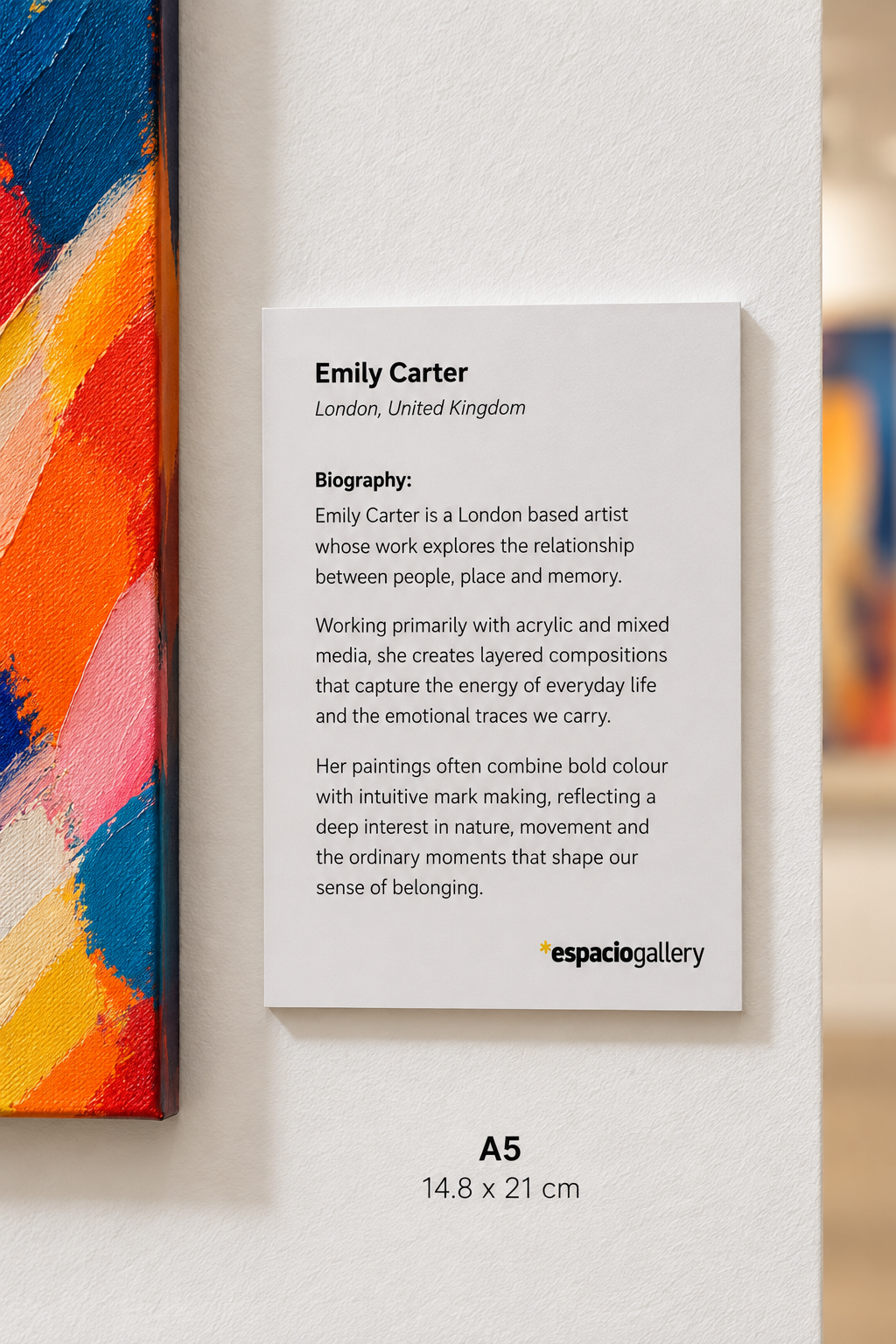 Artist Biography Printing on Foamboard | A4 Sheet | FREEFORM Exhibition