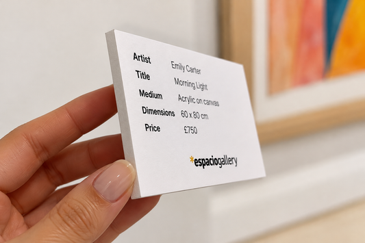 Artwork Label Printing on Foamboard | FRAGMENTS & FORMS Art Exhibition