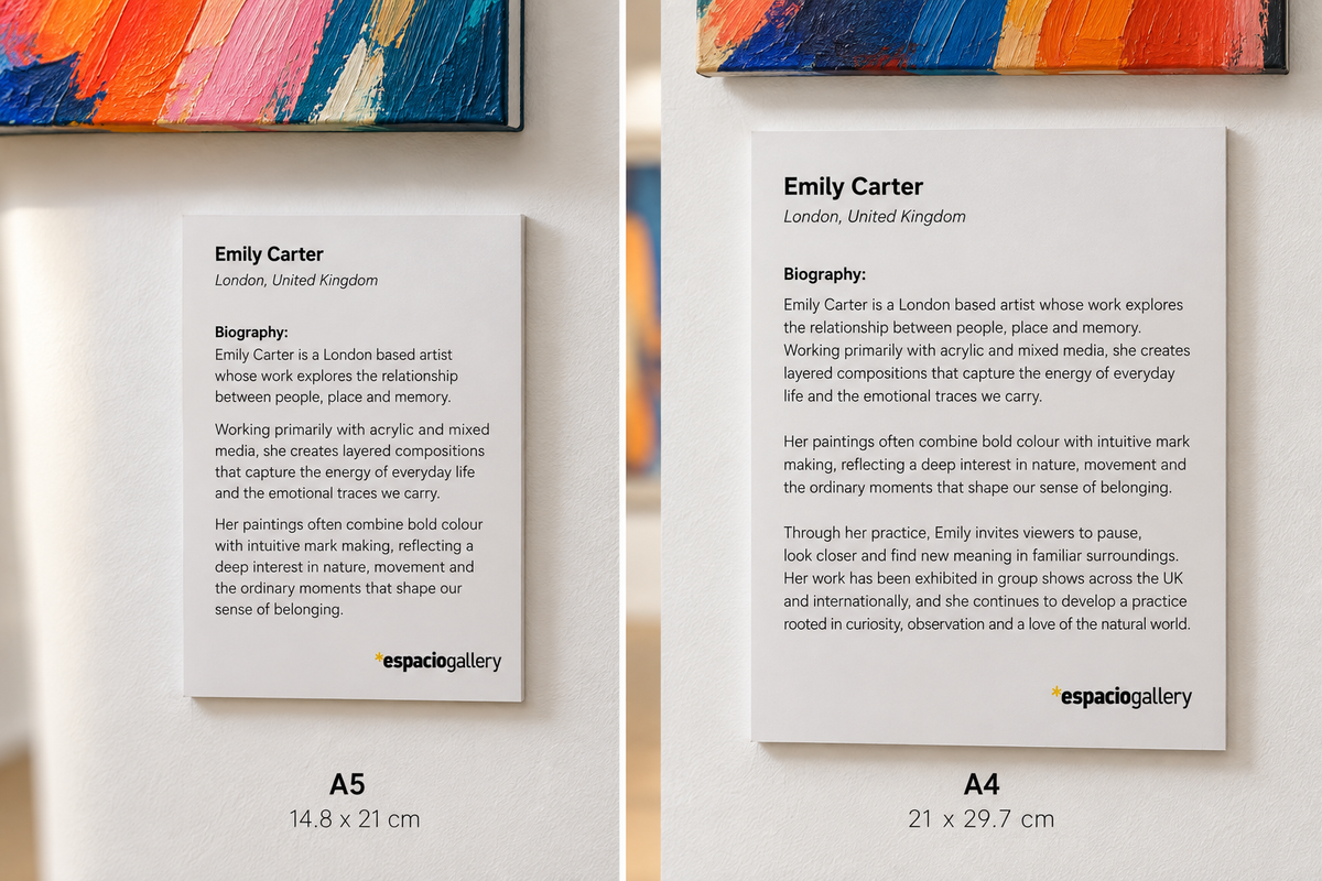 Artist Biography Printing on Foamboard | A4 Sheet | FREEFORM Exhibition